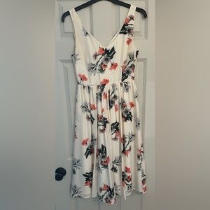 White and floral but flowy midi BB Dakota dress.  Size 2.